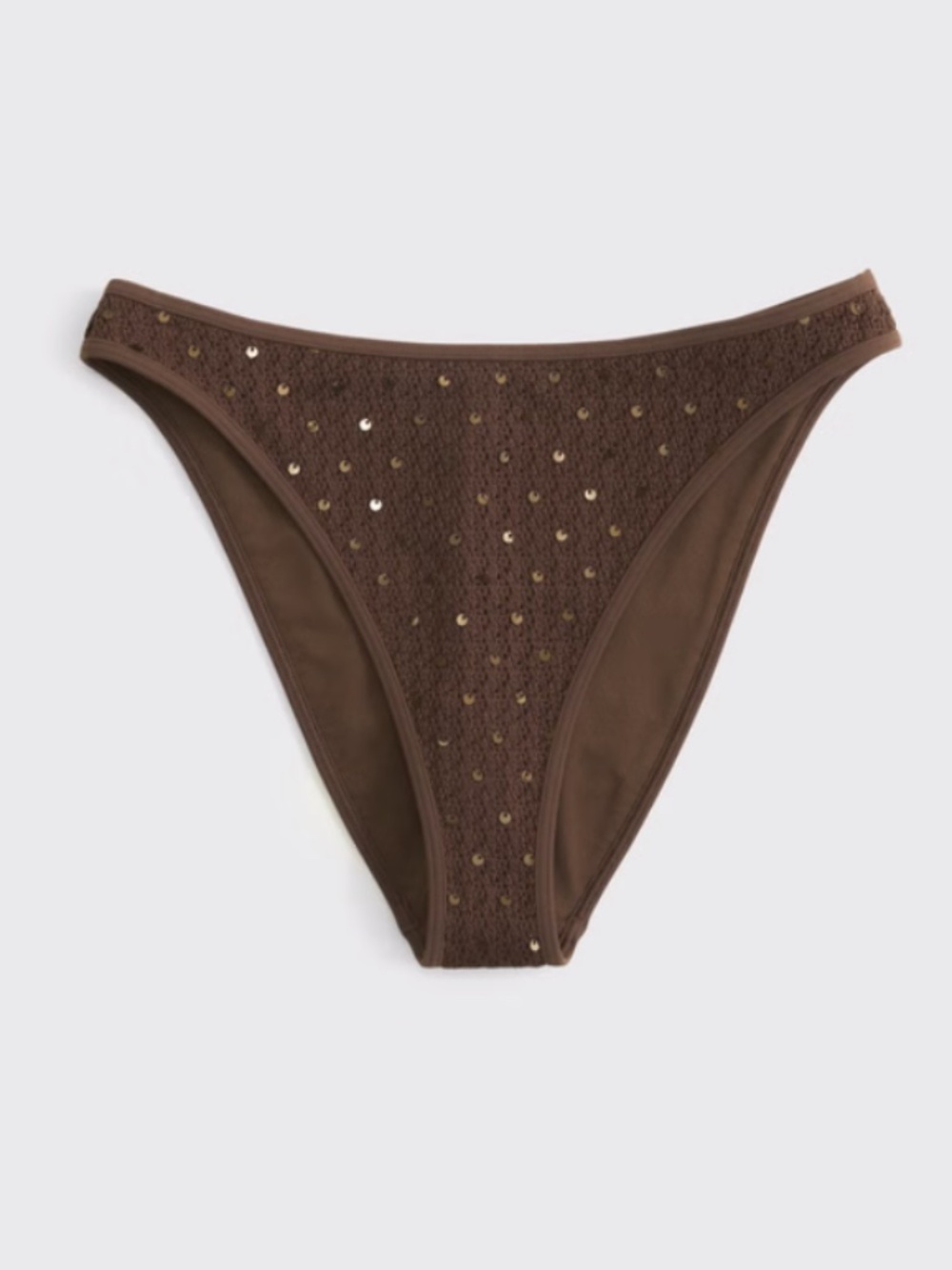 Abercrombie Mid Rise High-Leg Moderate Bottom- Brown Sequin